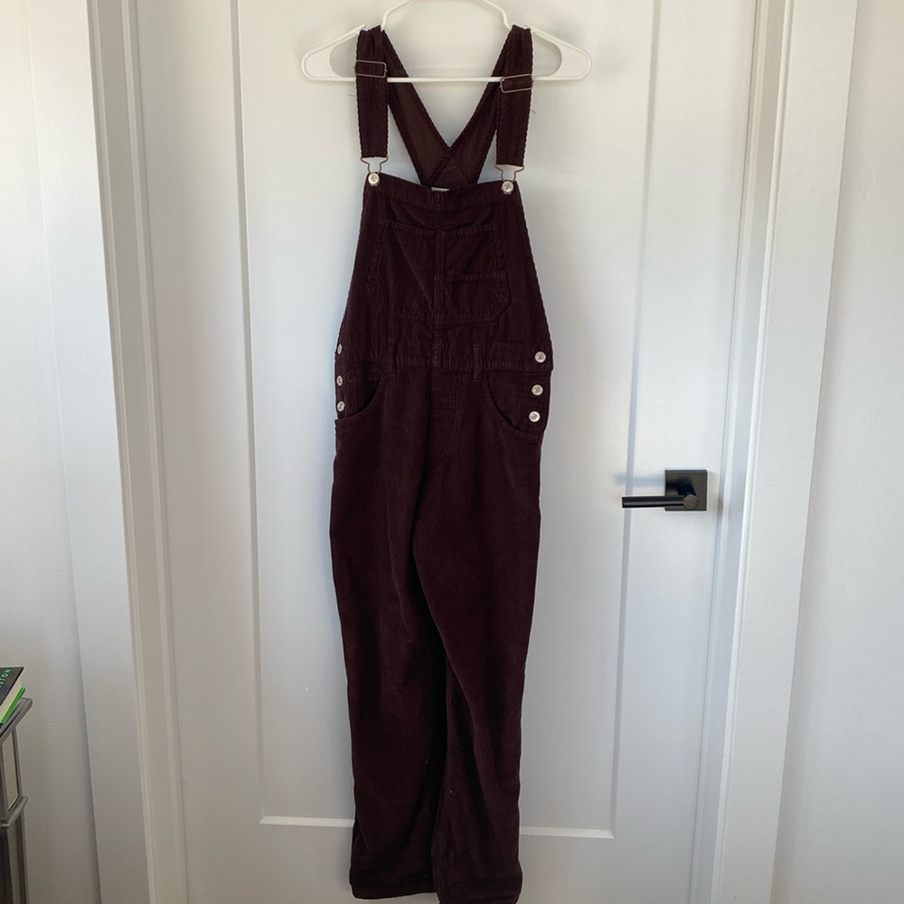 Free People corduroy chocolate brown overalls size XS